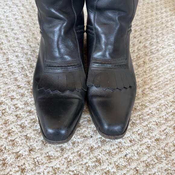Manolo Blahnik Black Leather Tall Riding Boots – Made in Italy – Size 37.5 - Picture 7 of 16